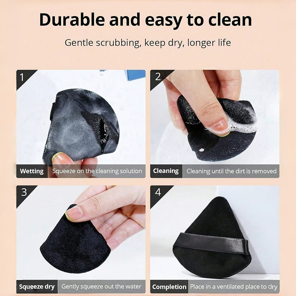 16pcs Makeup Brush Set, Including 3pcs Black Triangle Shaped Powder Puff Set for Loose Powder, with Velvet Short Hair, Soft And Adhensive, with 13pcs Makeup Brush Set Soft Fluffy Professional Cosmetic Foundation Powder Eyesha