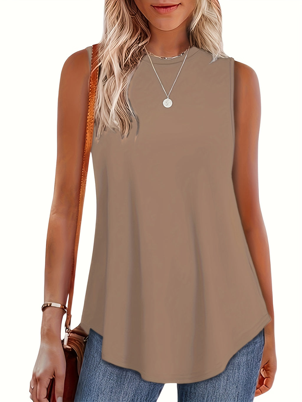 Women'S 3pcs Casual Sleeveless Tank Tops - Loose Fit, Round Neck, Solid Color, All-Season Comfort, Polyester Blend, Machine Washable, Ladies Tank Tops