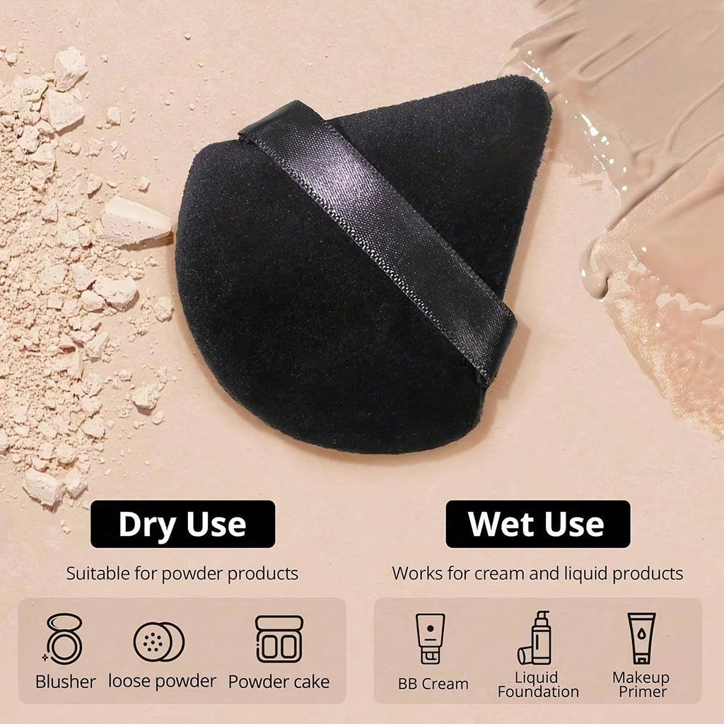 16pcs Makeup Brush Set, Including 3pcs Black Triangle Shaped Powder Puff Set for Loose Powder, with Velvet Short Hair, Soft And Adhensive, with 13pcs Makeup Brush Set Soft Fluffy Professional Cosmetic Foundation Powder Eyesha