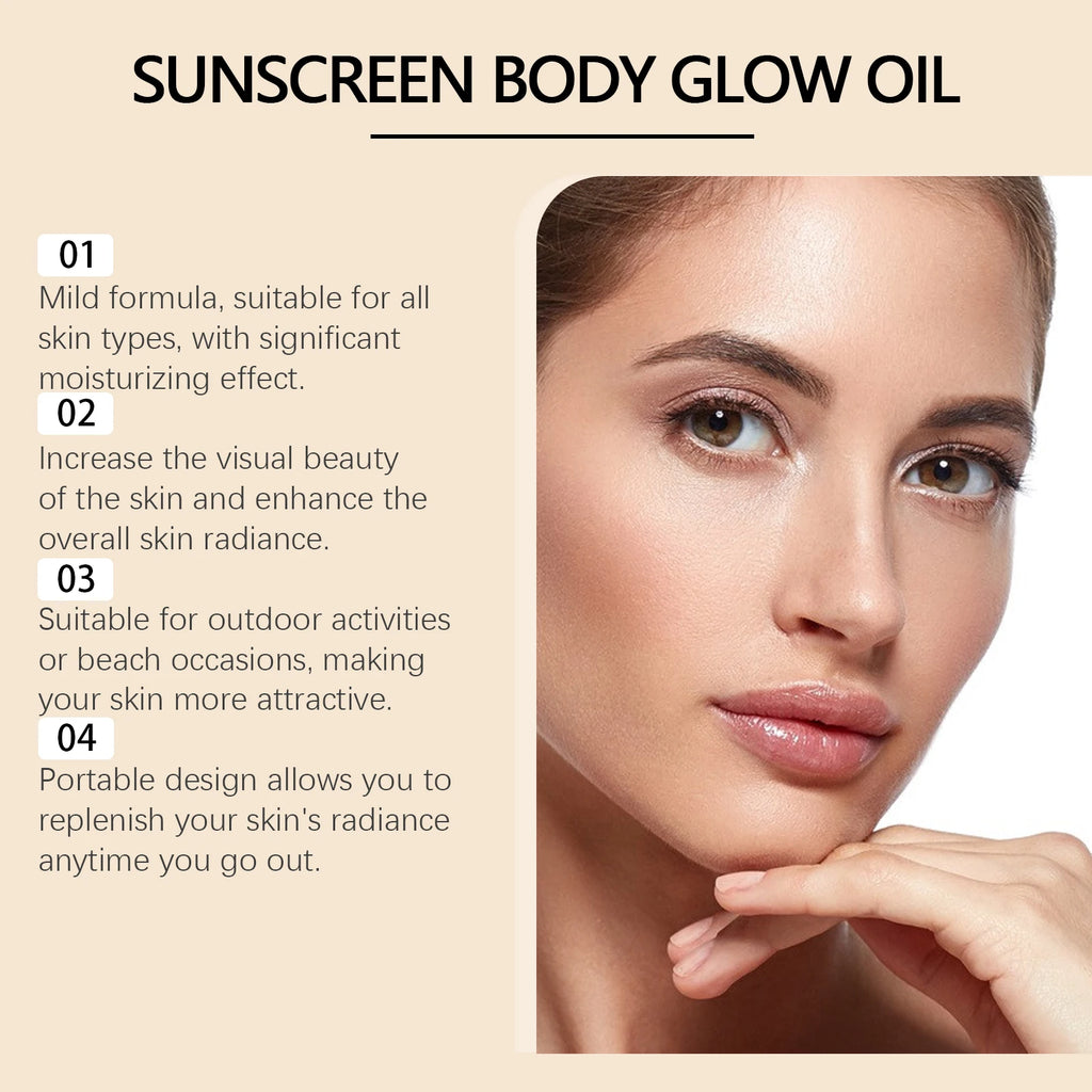 EELHOE Sunscreen Body Glow Oil Deep Nourish Moisturizing Skin Brightening Products Full Body Cleaning Bath Essential Oil
