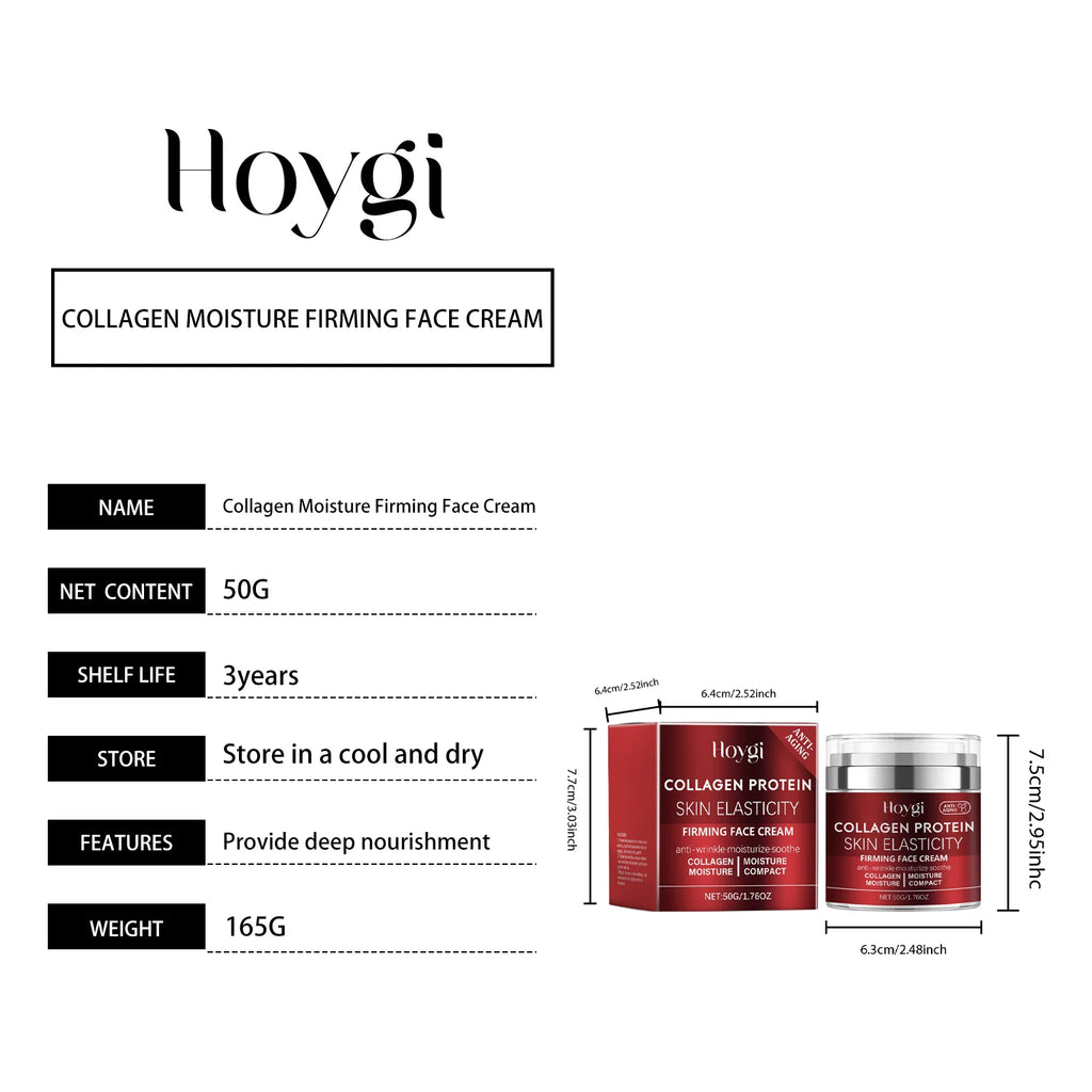 Hoygi 50g Collagen Face Cream Repair Skin Barrier Daily Moisturizer For Dry Skin Rejuvenation Anti Aging Firming Face Cream