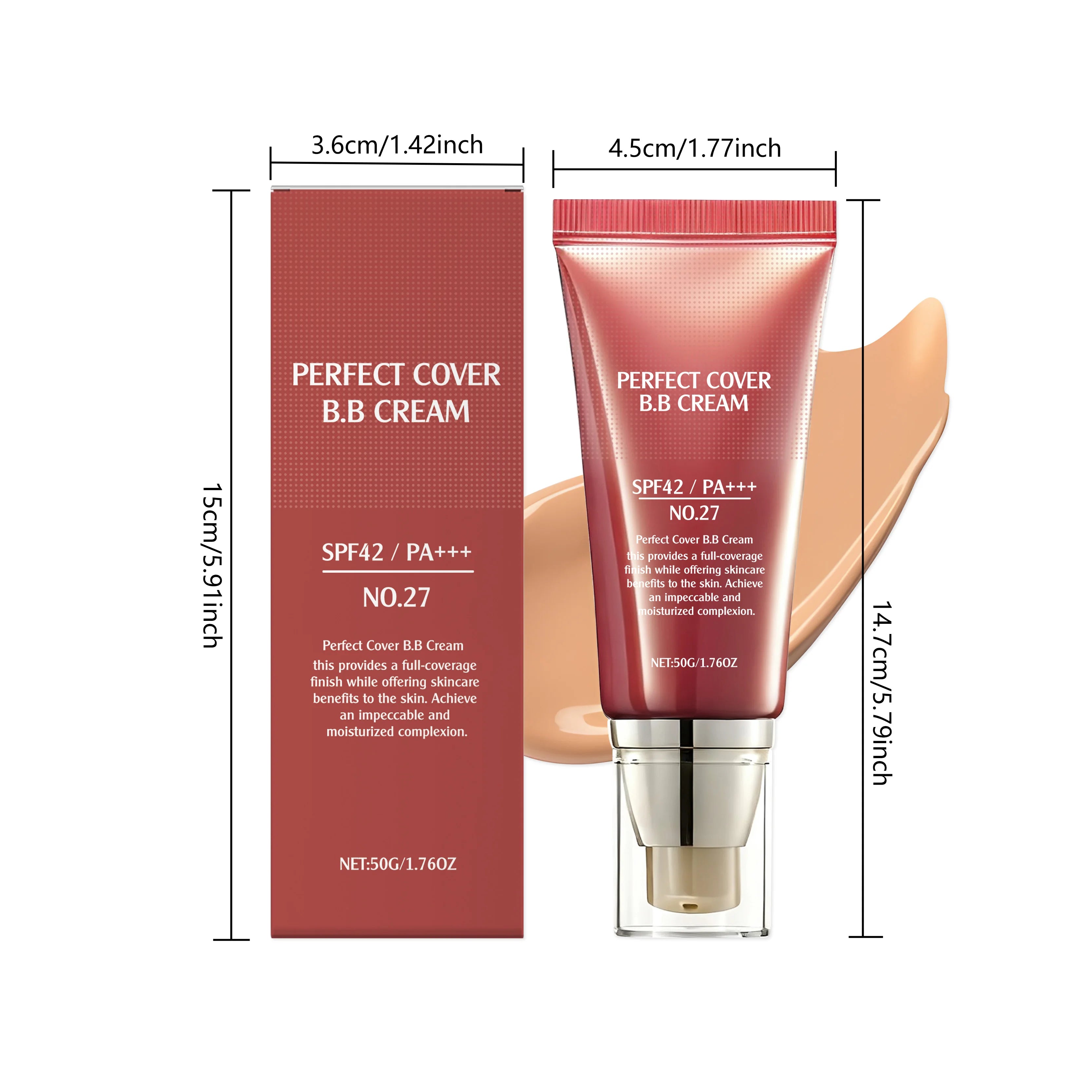 Sunblock BB Cream Moisturizing Brightening Skin Oil Control Lasting Makeup Perfect Coverage Non-greasy Gentle Face Foundation
