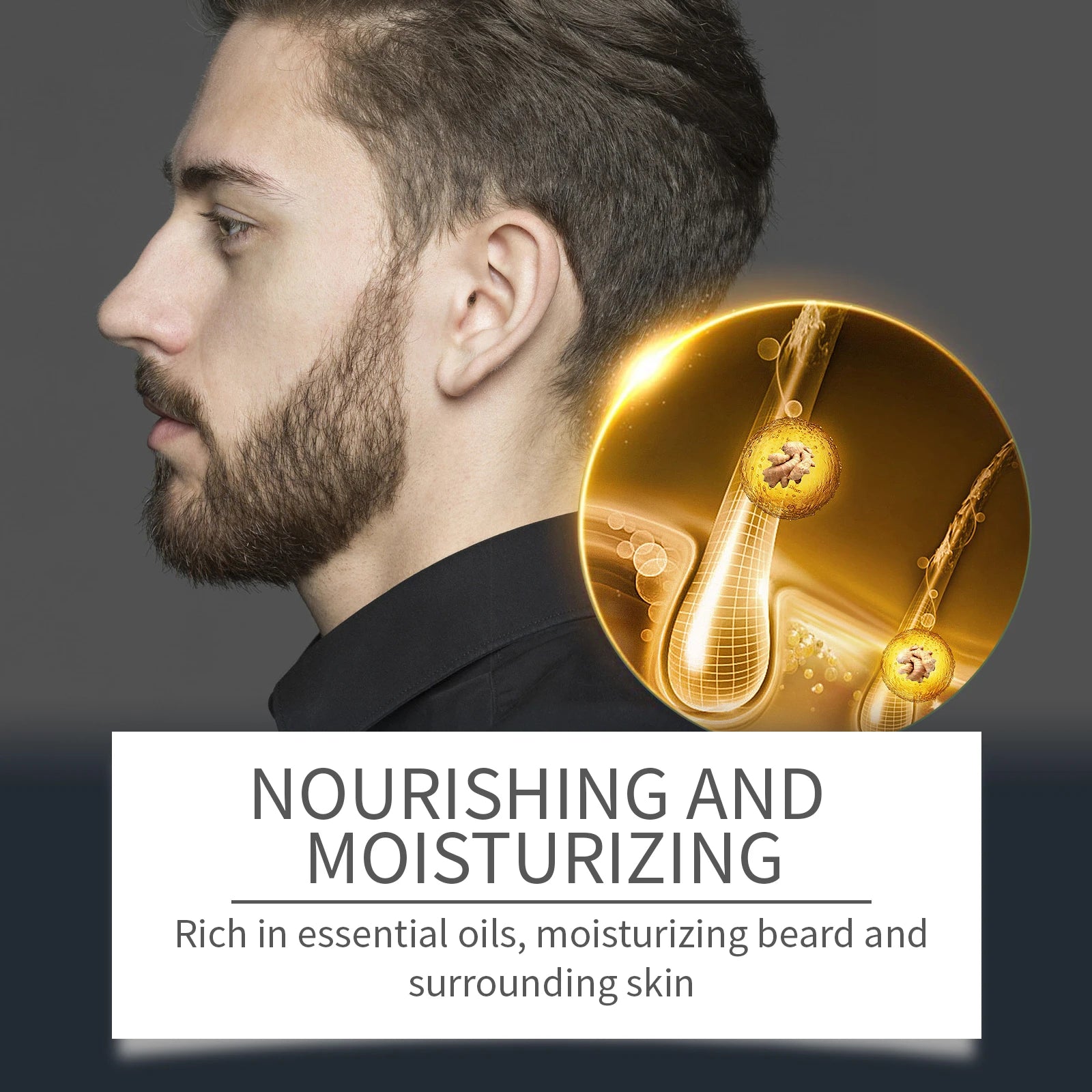 East Moon Men Beard Care Set for Cleaning Strengthen Nourishing Beard Promote Beard Growth Moisturizing Men Whisker Care Set