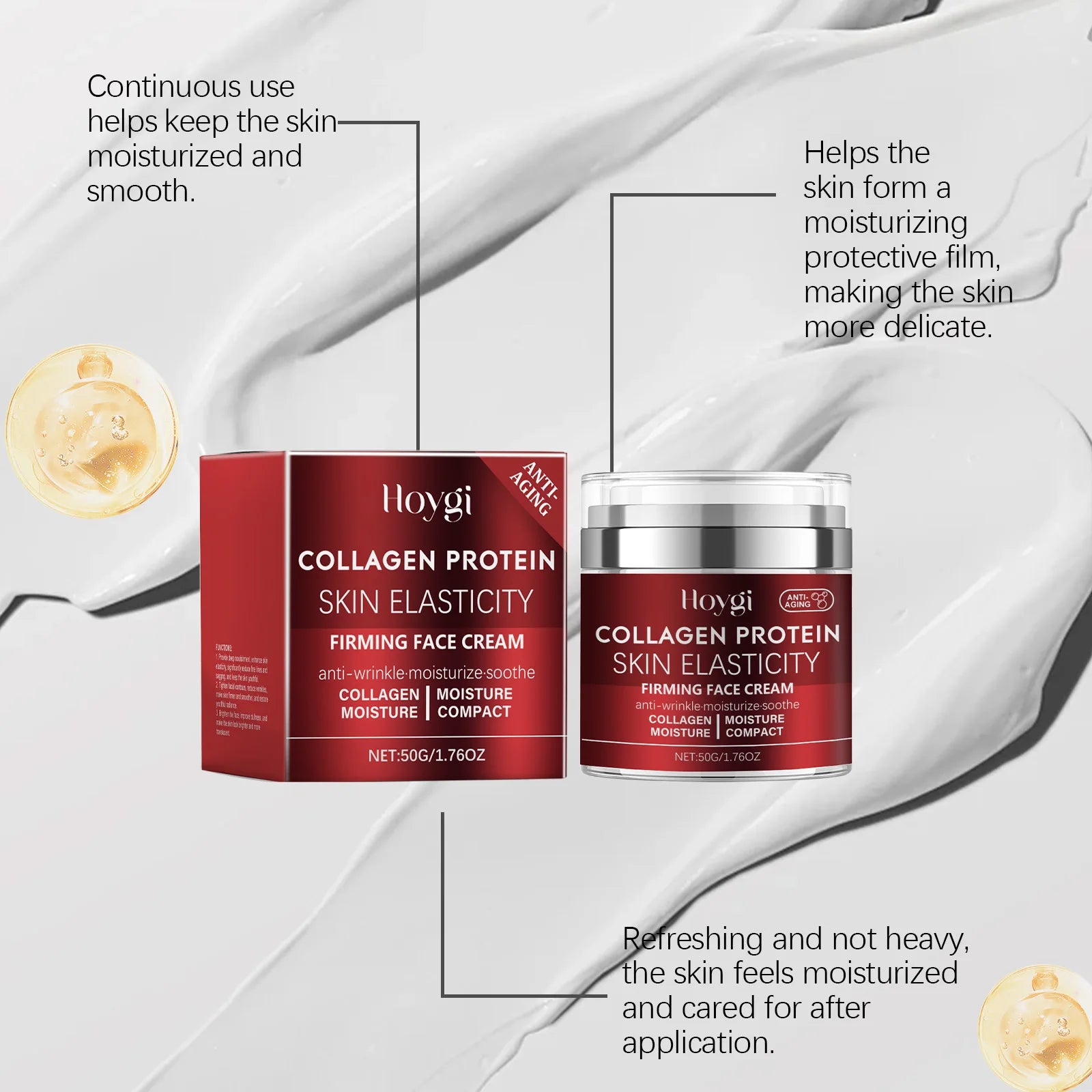 Hoygi 50g Collagen Face Cream Repair Skin Barrier Daily Moisturizer For Dry Skin Rejuvenation Anti Aging Firming Face Cream