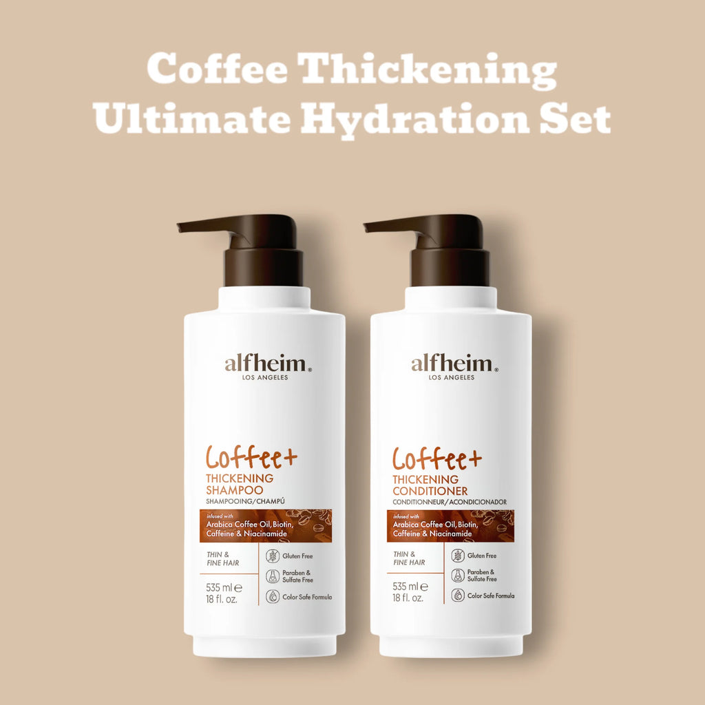 Coffee+ Thickening Shampoo & Conditioner Set–Strengthens,Adds Volume,Bounce & Shine,Moisturizing &Volumizing for Fine Hair