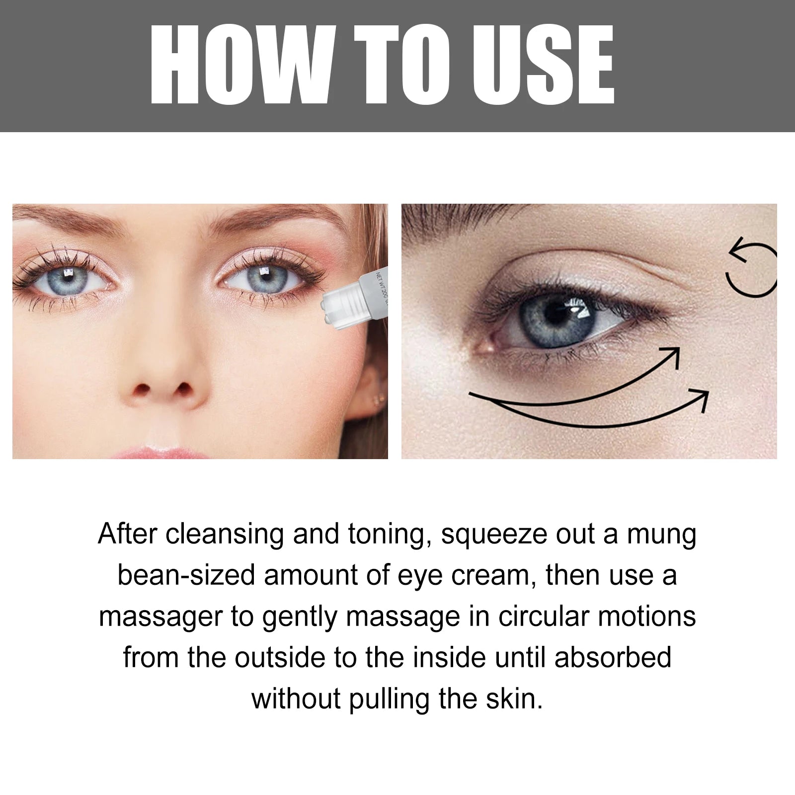 EELHOE 20g Collagen Plus Hyaluronic Acid Ball Massager Eye Cream Anti Aging Firming Eyes Skin Dark Circles Fine lines Reduction