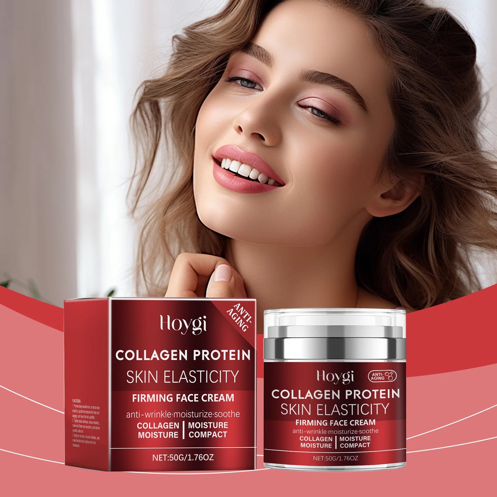 Hoygi 50g Collagen Face Cream Repair Skin Barrier Daily Moisturizer For Dry Skin Rejuvenation Anti Aging Firming Face Cream