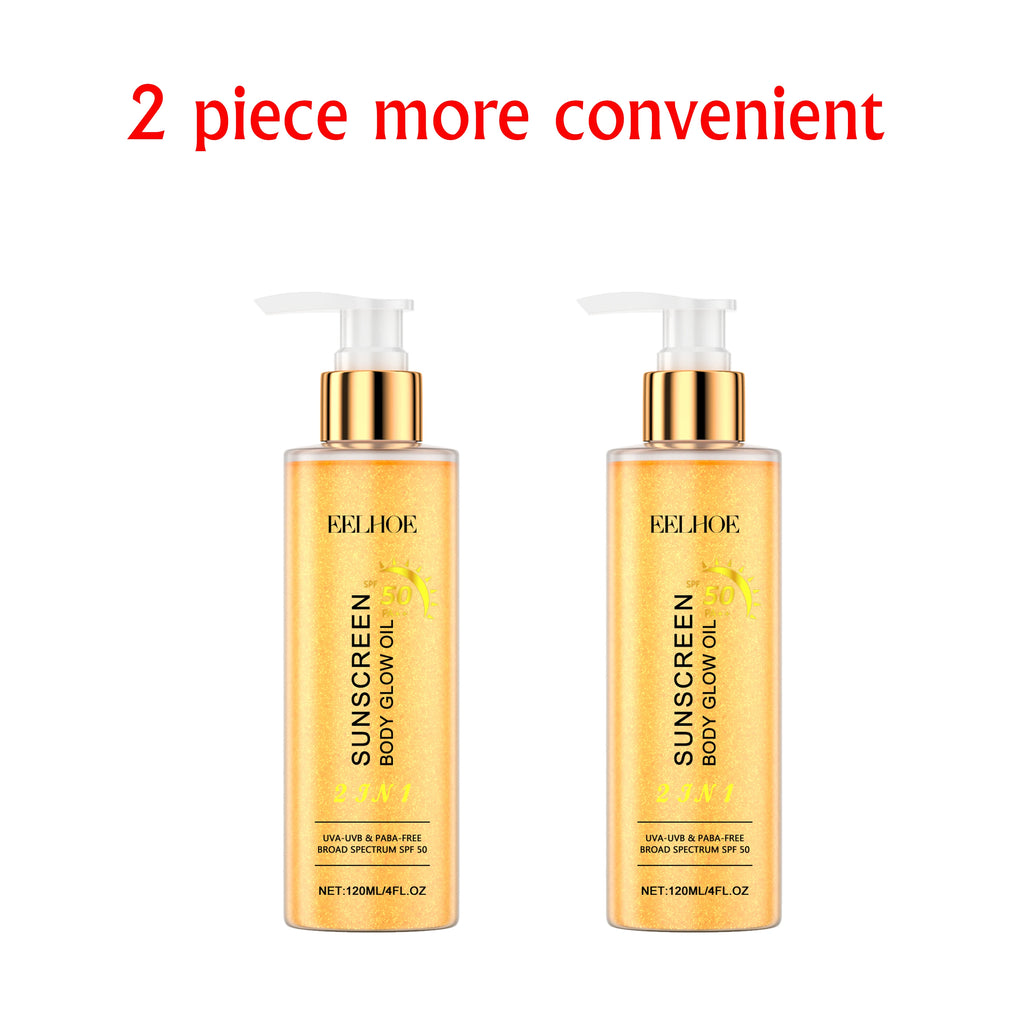 EELHOE Sunscreen Body Glow Oil Deep Nourish Moisturizing Skin Brightening Products Full Body Cleaning Bath Essential Oil