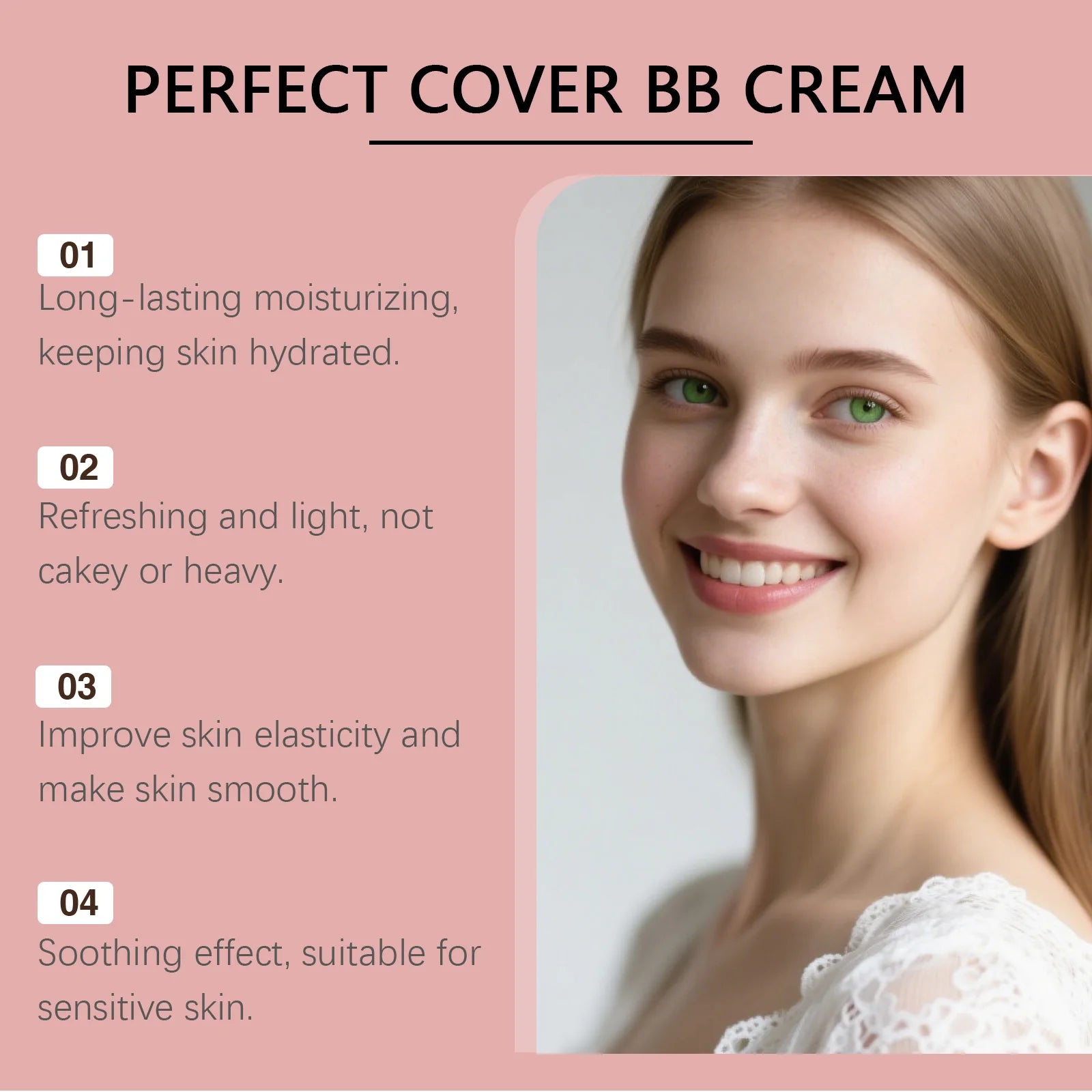 Sunblock BB Cream Moisturizing Brightening Skin Oil Control Lasting Makeup Perfect Coverage Non-greasy Gentle Face Foundation