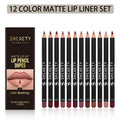 Waterproof Matte Lipliner Pencil Red Contour Tint Lipstick Long Lasting Non-stick Cup Moisturising Lips Makeup 12 Colors