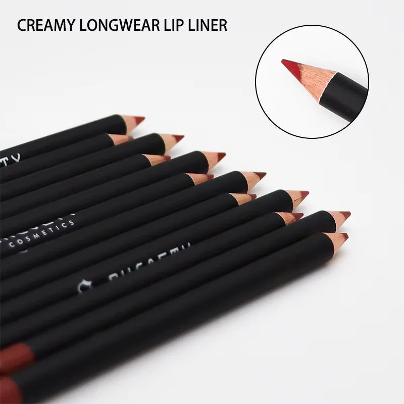 12 color matte lip liner set, lipstick pen in 12 colors, gift set, durable lip makeup