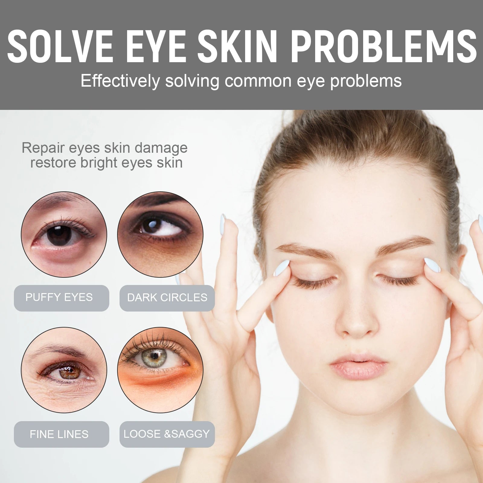 EELHOE 20g Collagen Plus Hyaluronic Acid Ball Massager Eye Cream Anti Aging Firming Eyes Skin Dark Circles Fine lines Reduction