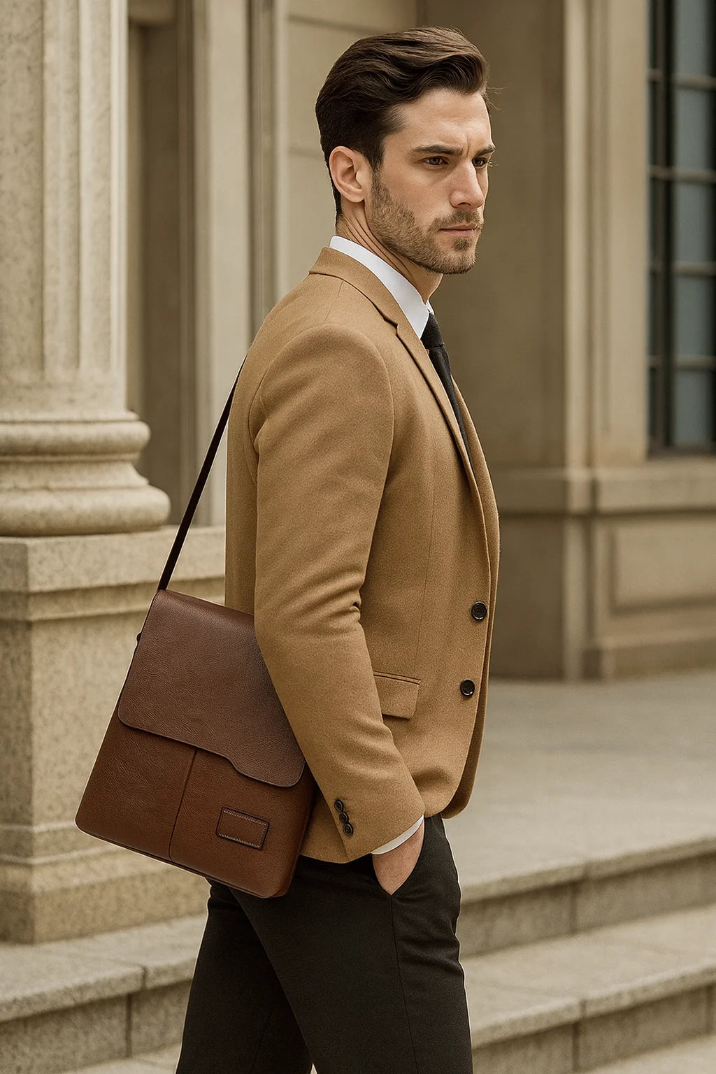 PU Leather Messenger Bag – Lightweight-Business-Ready and Stylish