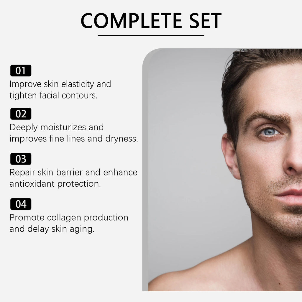 East Moon 1set Men's Cleansing Care Gift Set Nourishing Skincare Firming Wrinkles Moisturizing Remove Dirt Oil Control Care Set