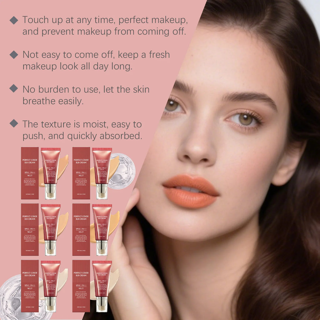 Sunblock BB Cream Moisturizing Brightening Skin Oil Control Lasting Makeup Perfect Coverage Non-greasy Gentle Face Foundation