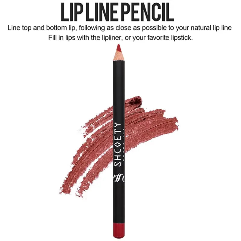 12 color matte lip liner set, lipstick pen in 12 colors, gift set, durable lip makeup