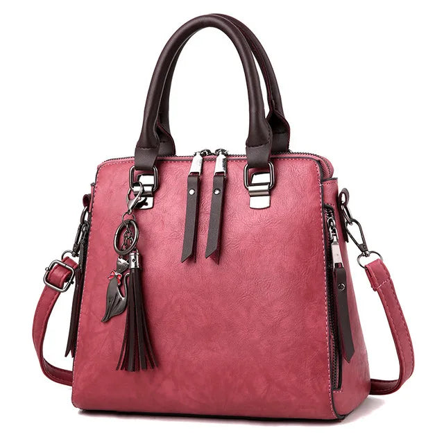 Yogodlns Vintage Leather Women's HandBags Ladies Messenger Bags Totes Tassel Designer Crossbody Shoulder Bag Boston Hand Bags