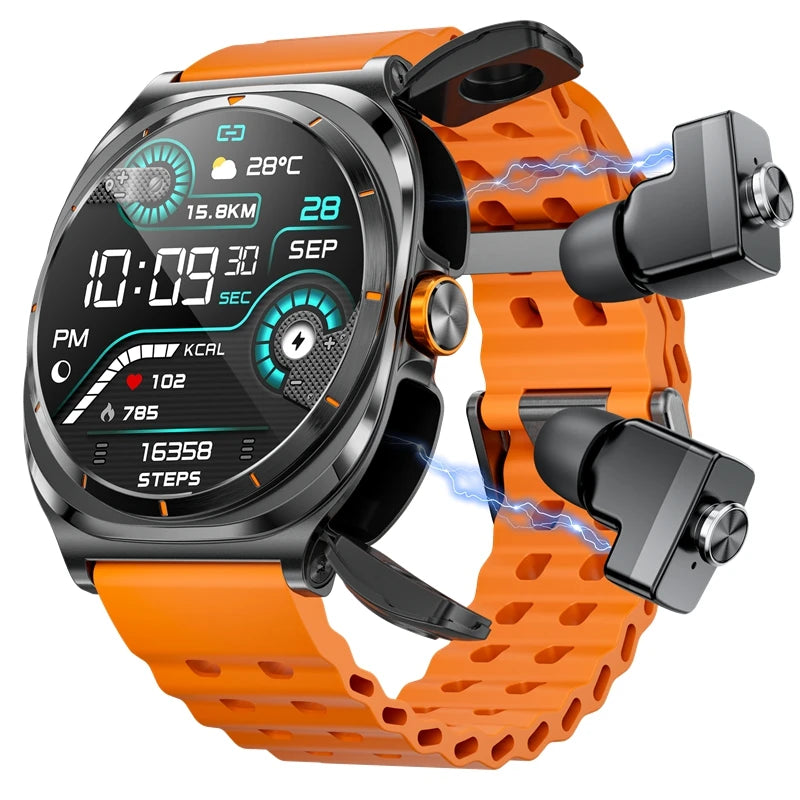 2025 New Arrival BT Call GT98 2 in 1 Sports Smart Watch NFC Health Monitoring Waterproof IP67 with Dafit App Calendar Function