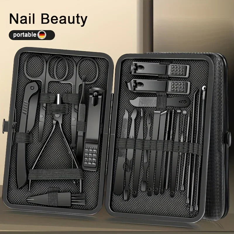 8/12/15/20/24Pcs Stainless Steel Manicure Pedicure Set Nail Clippers Ear Spoon Cutters Scissors Household Beauty Grooming Tools