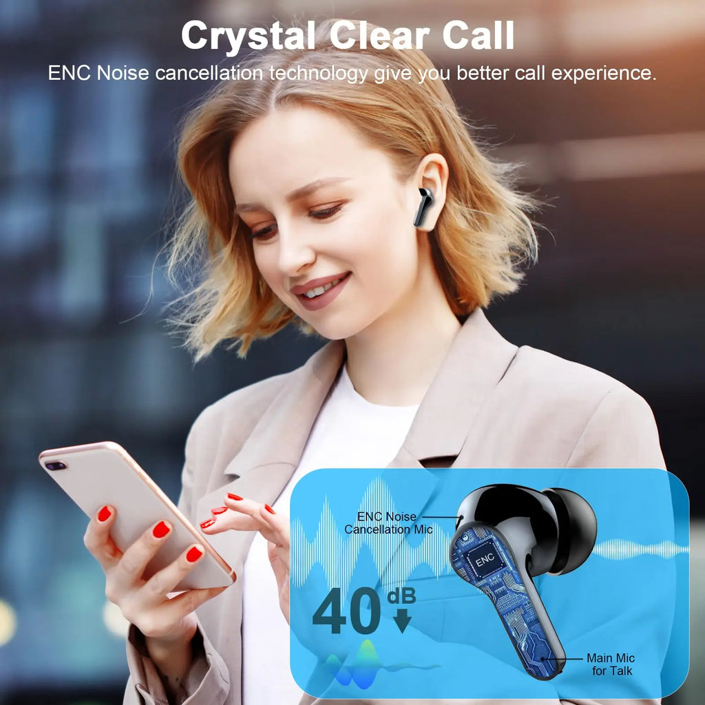 Wireless Earbuds, Bluetooth 5.3 Earbuds Stereo Bass,