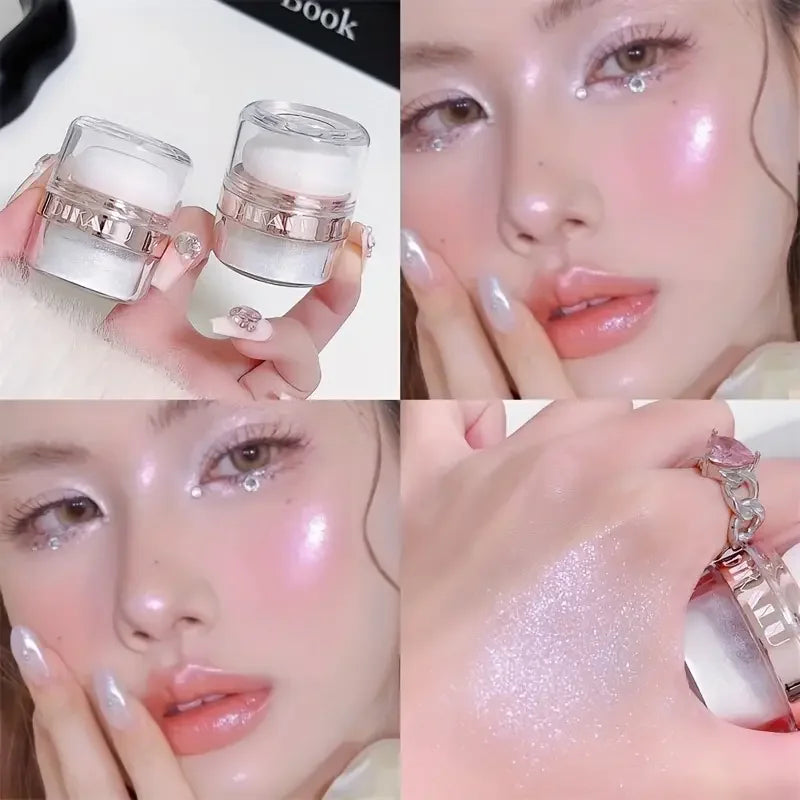 Wedding Party Highlight Powder, Buildable Medium-Density Shimmer for Face and Body, Waterproof Portable Compact, Creates Natural