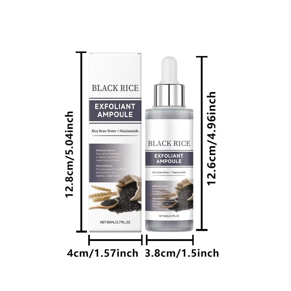 Black & White Rice Exfoliant Ampoule, White & Black Rice Exfoliating Essence Serum with Hyaluronic Acid, Deep Hydration Skincare