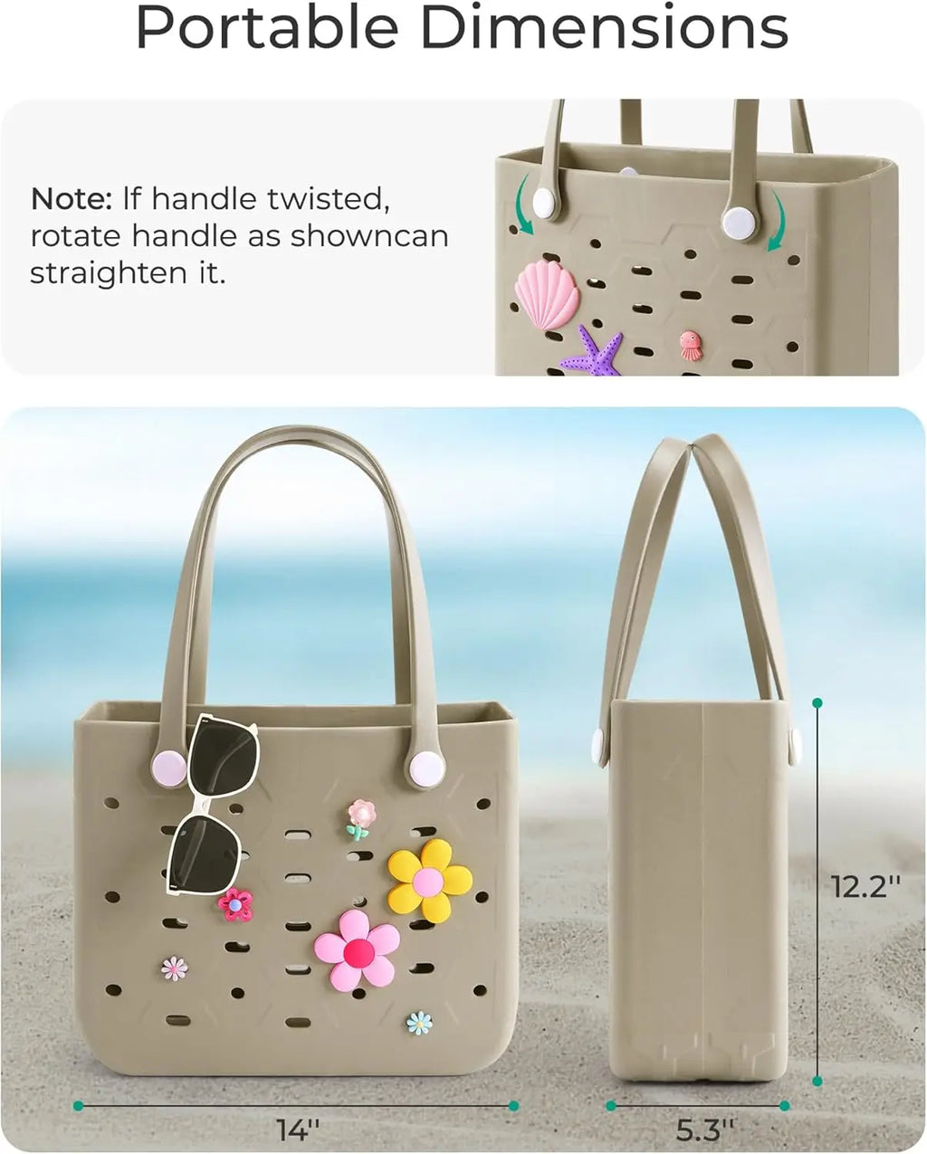 Water-resistant Rubber Tote Bag for Women, Sandproof Beach Essential for Summer Swim Pool Cruise