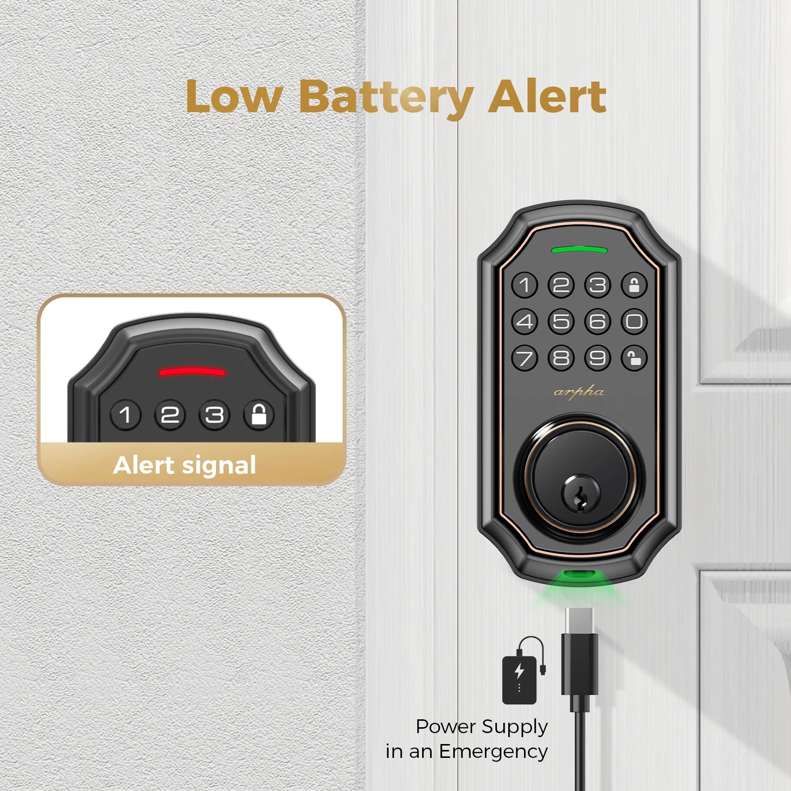 Arpha Smart Lock ‎D180 100 Entry Codes Electronic Keypad Deadbolt with Anti-Peeping 16-Digit Password Protection Easy to Install