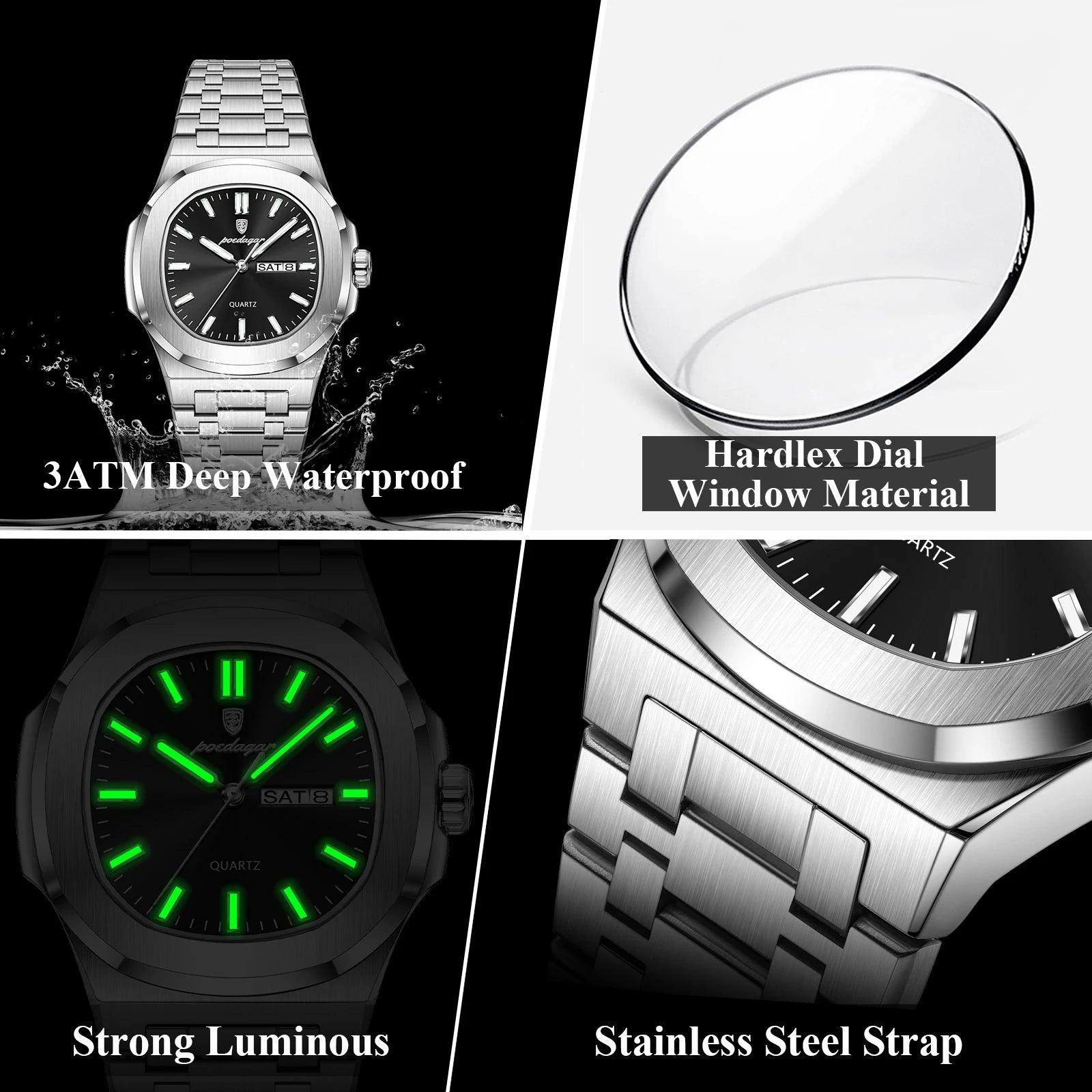Luxury Square Men's Watches Waterproof