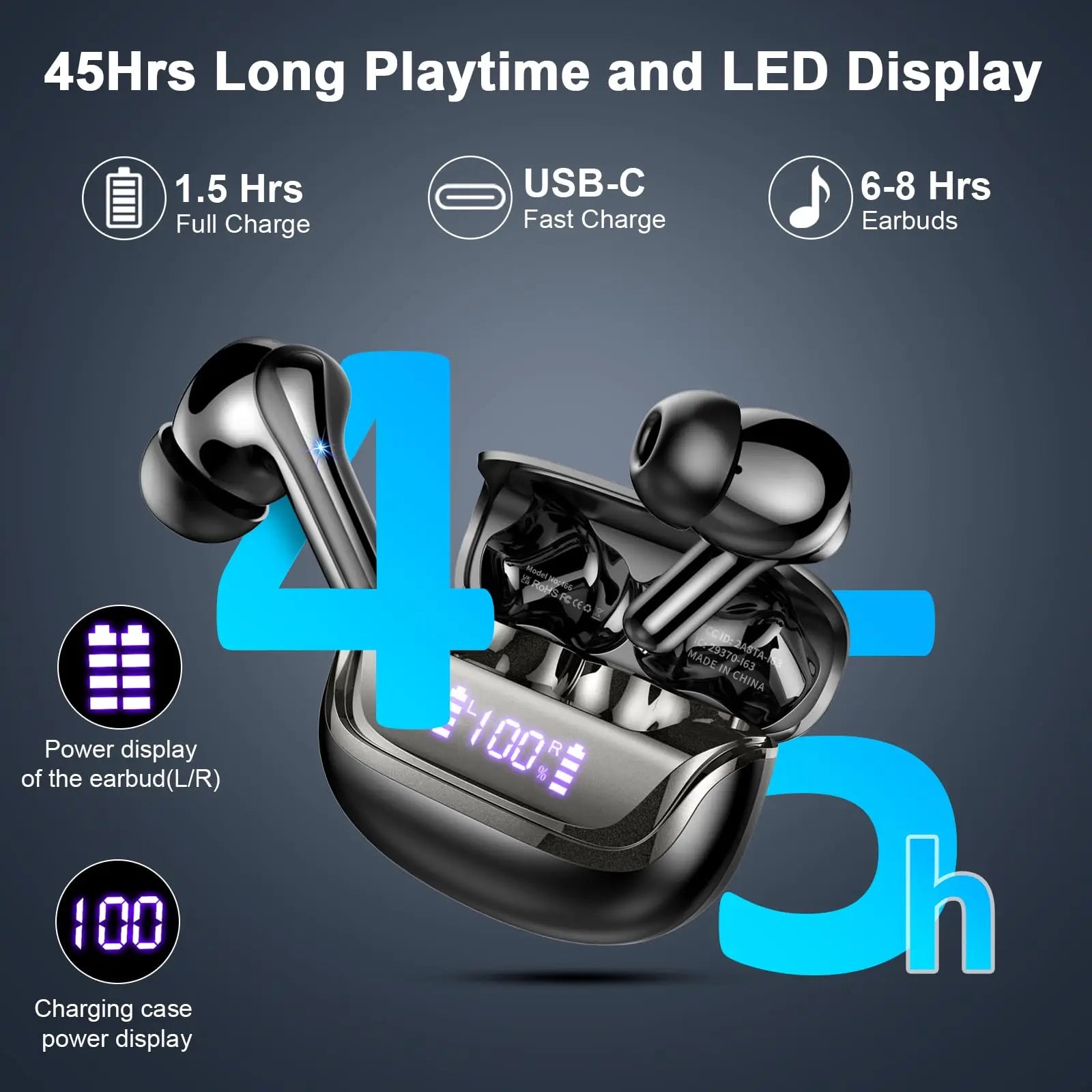 Wireless Earbuds, Bluetooth 5.3 Earbuds Stereo Bass,