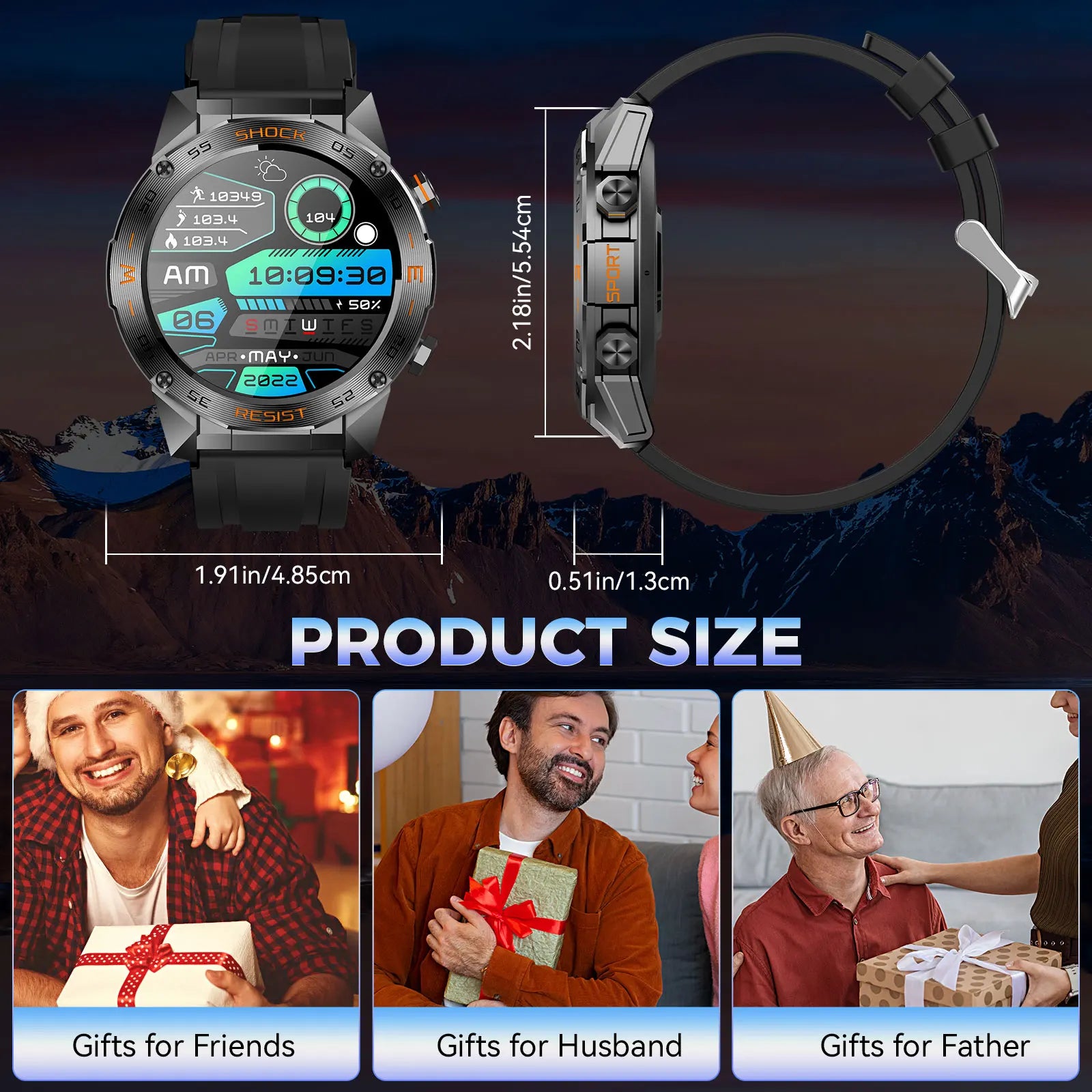 Military Smart Watch for Men1.46"Fitness Tactical Smart watch