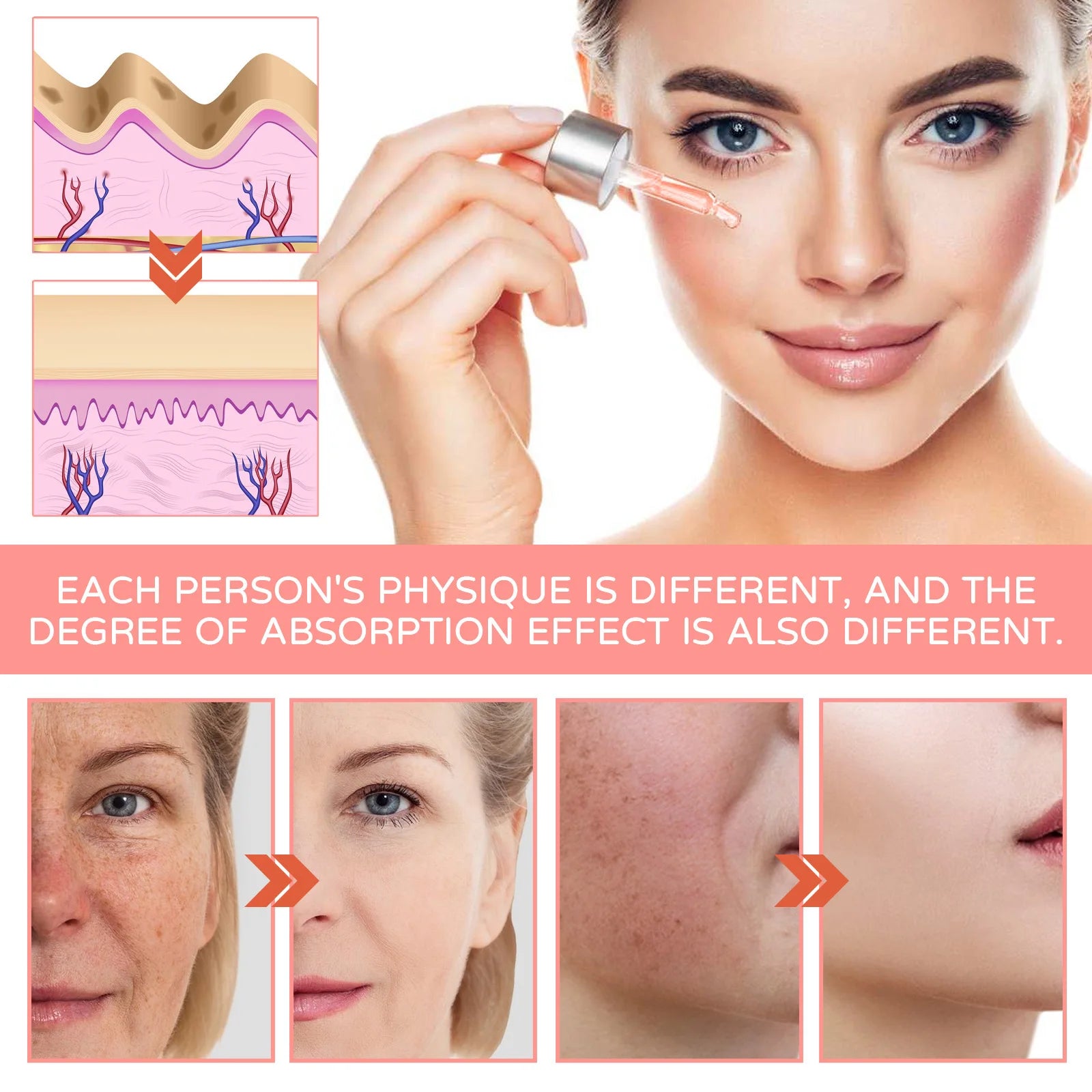 5 In 1 Fade fine lines Firming Face Serum Blemish Pigmentation Reducing Beauty Serum Removal Moisturising Skin Firming Blemish