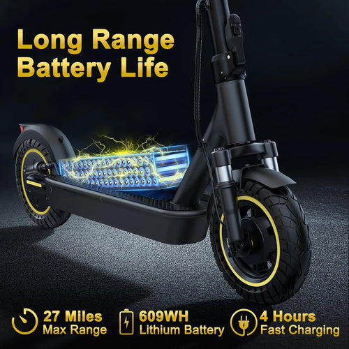 10 Inches Electric Scooter, 500W Powerful Motor & 22 MPH Top Speed, 22-28Miles Long Range, Folding E Scooter with Dual Braking