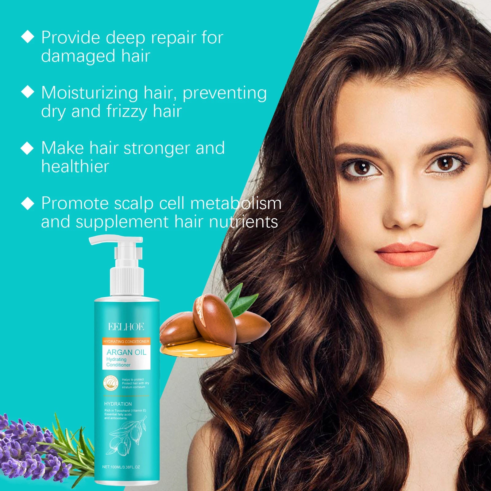 EELHOE Argan Oil Hair Care Set Moisturizing Repair Damaged Hair Reduce Split Ends Strengthen Hair Scalp Smoothing Hair Care Set