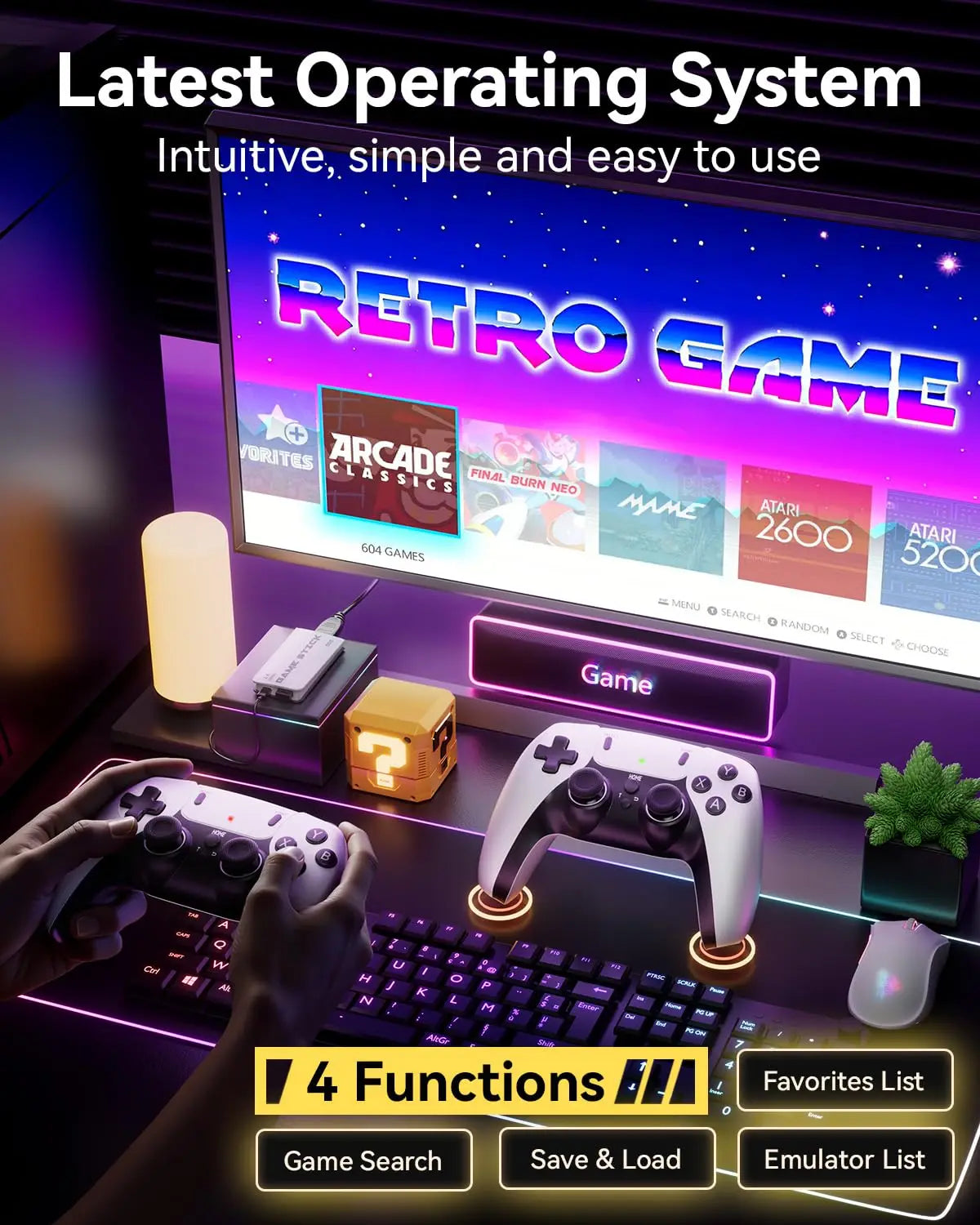 2026 Enhanced Wireless Retro Gaming Console Plug-and-Play Video TV Gaming Stick Featuring 4K HDMI Output Built-in 23 Emulators
