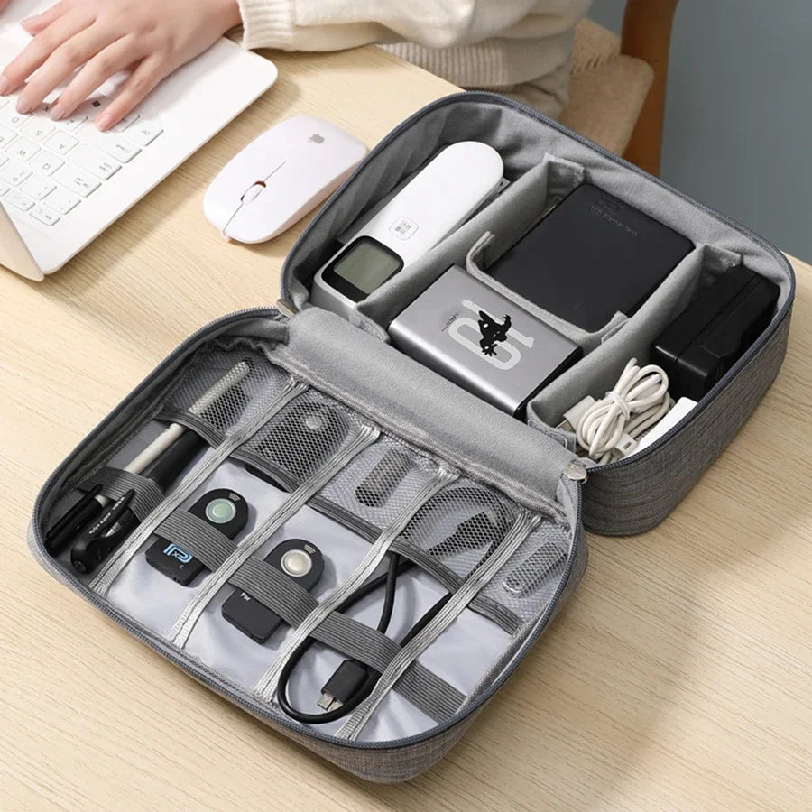 Waterproof Cable Organizer Pouch – Travel Tech Bag for Chargers, USB Cables & Adapters