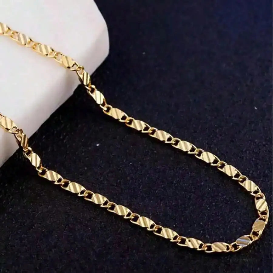 18K Gold Filled Chain Necklace for Women and Men, 16-30 Inch Adjustable Link Design