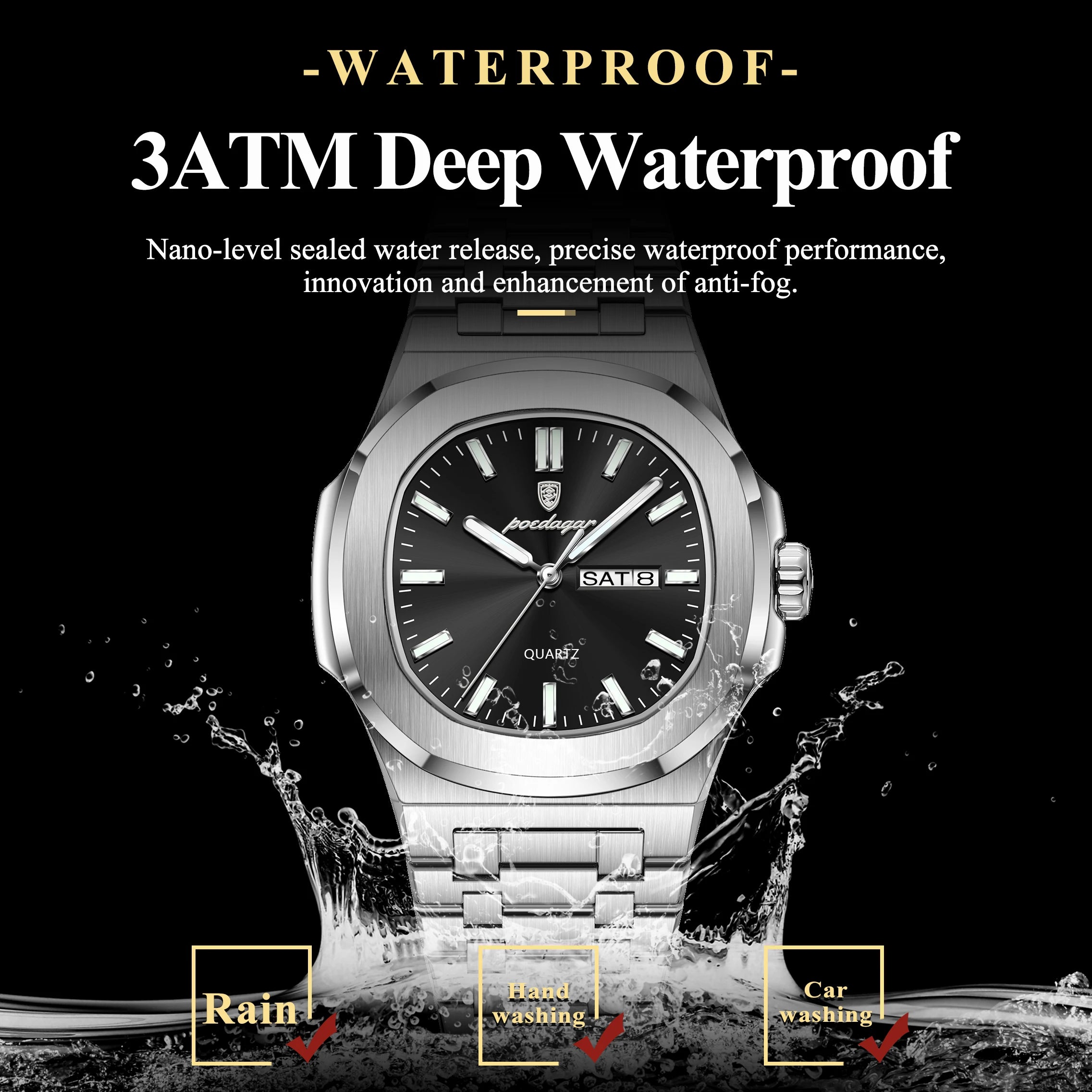 Luxury Square Men's Watches Waterproof