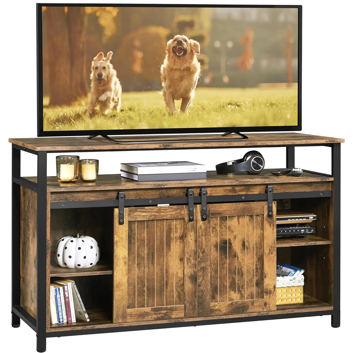 TV Stand for 65 Inch TV, Farmhouse Entertainment Center with Storage, Wood Tall TV Stands for Living Room with, Customized