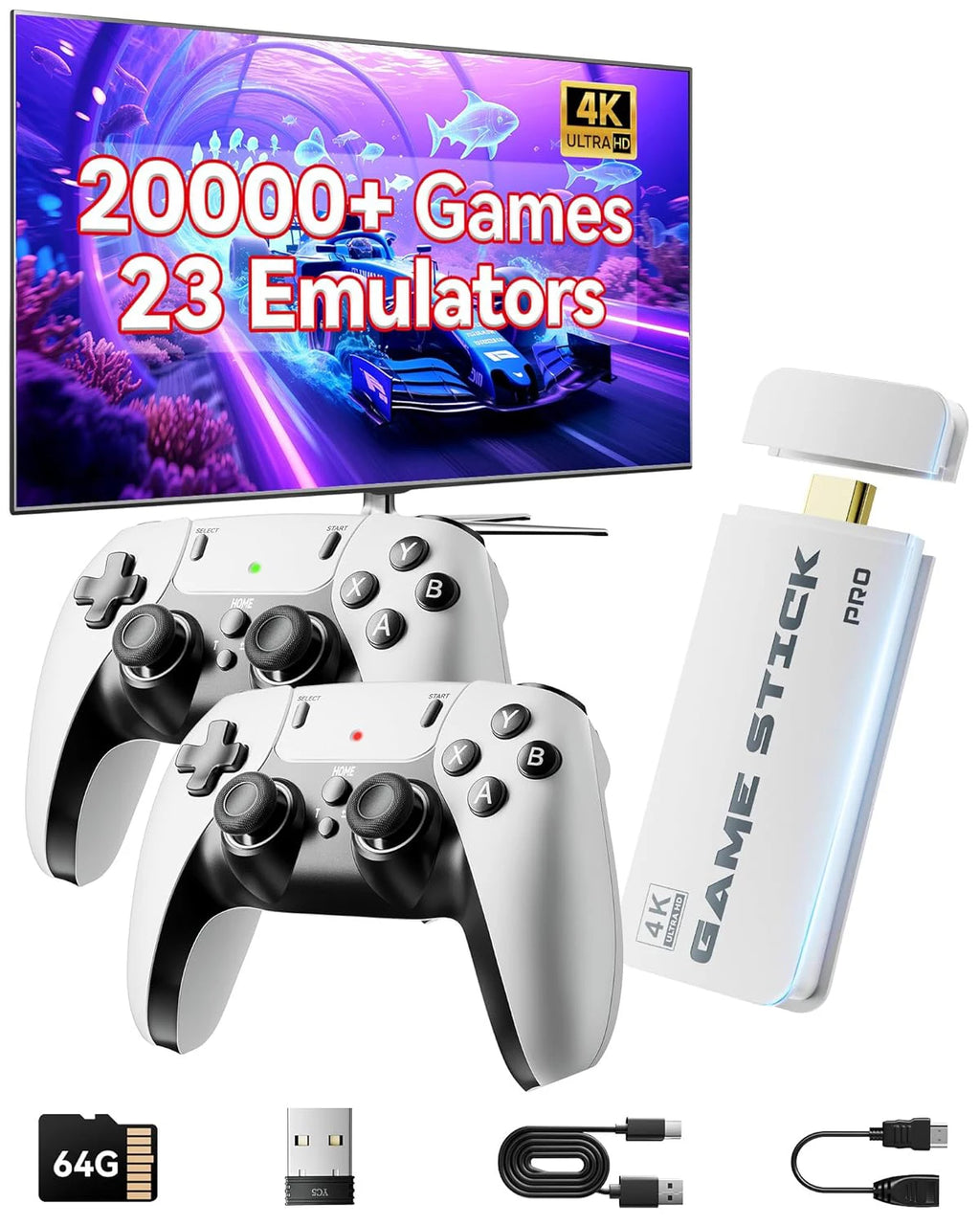 2026 Enhanced Wireless Retro Gaming Console Plug-and-Play Video TV Gaming Stick Featuring 4K HDMI Output Built-in 23 Emulators
