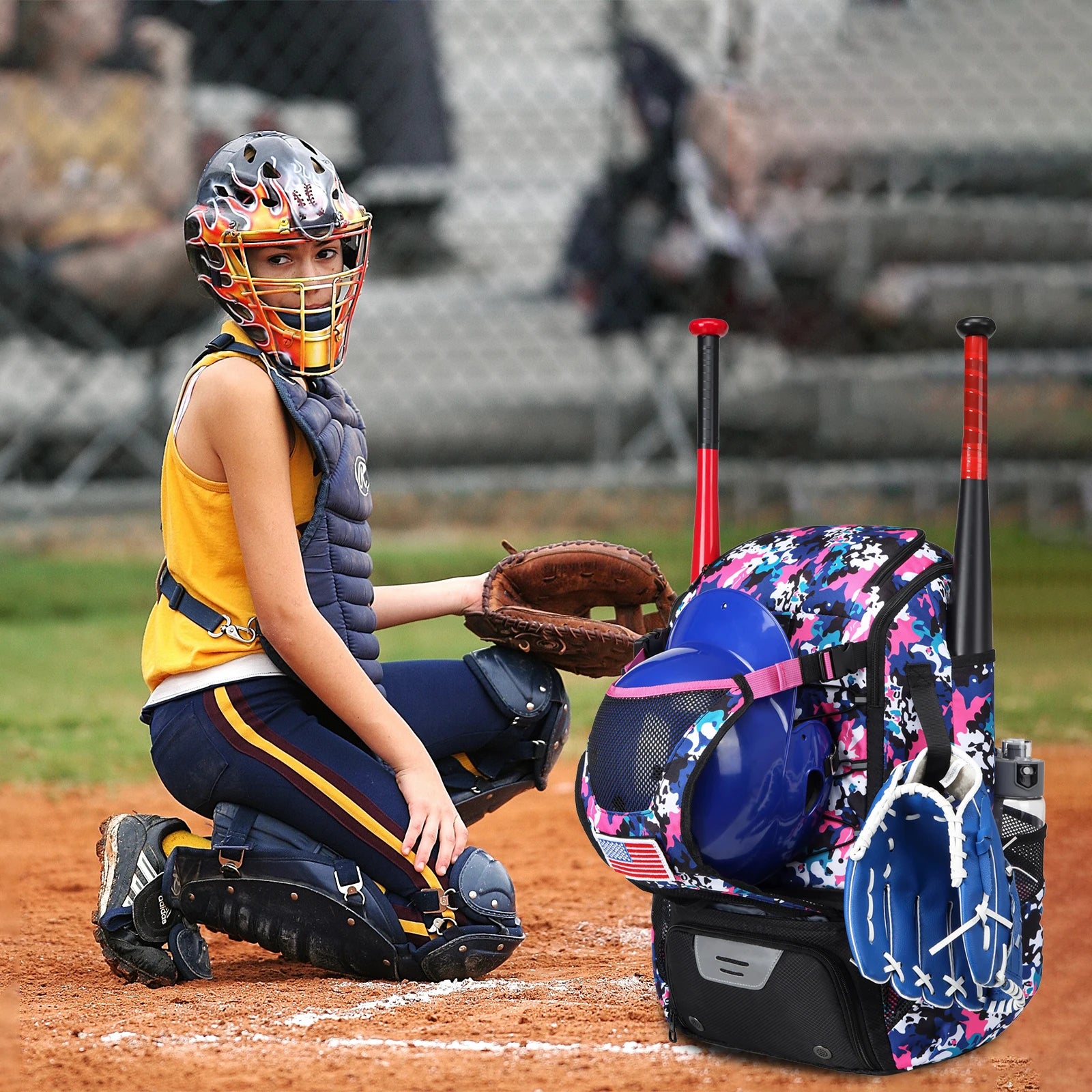 Baseball Equipment Bag Baseball Backpack with Shoe Compartment Softball Bat Bag for Youth Large Capacity Sport Baseball Backpack