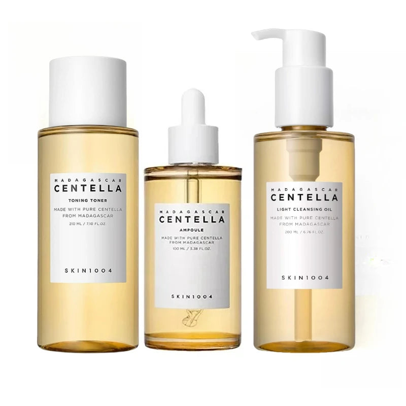 Korean SKIN1004 Skincare Centella  3 Pcs Toning Toner, Pore Care Light Cleansing Oil, Facail Serum for Soothing Sensitive Skin