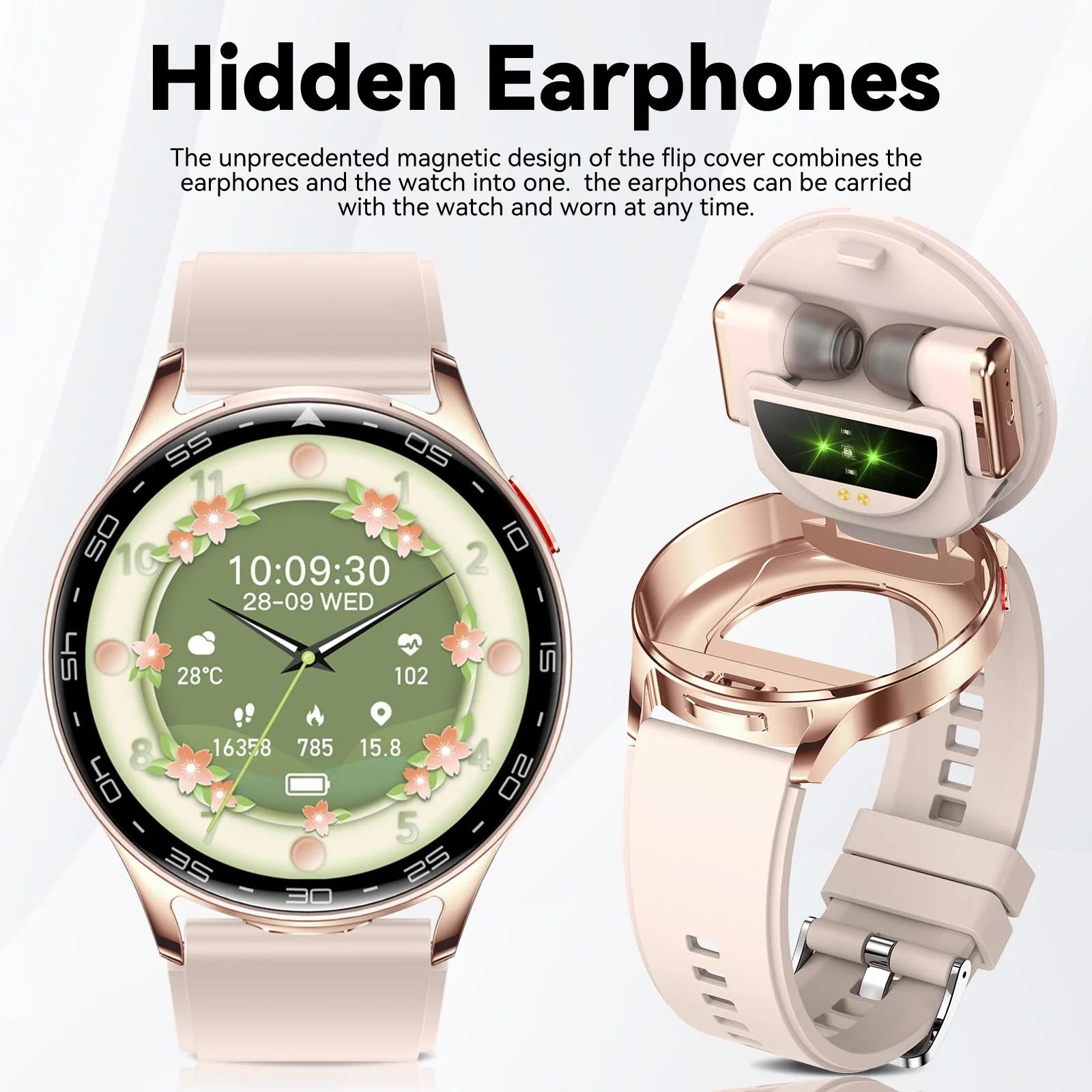 Smart Watch with Earbuds for Men Women 1.39'' Fitness Tracker Smartwatch 2-in-1 Waterproof