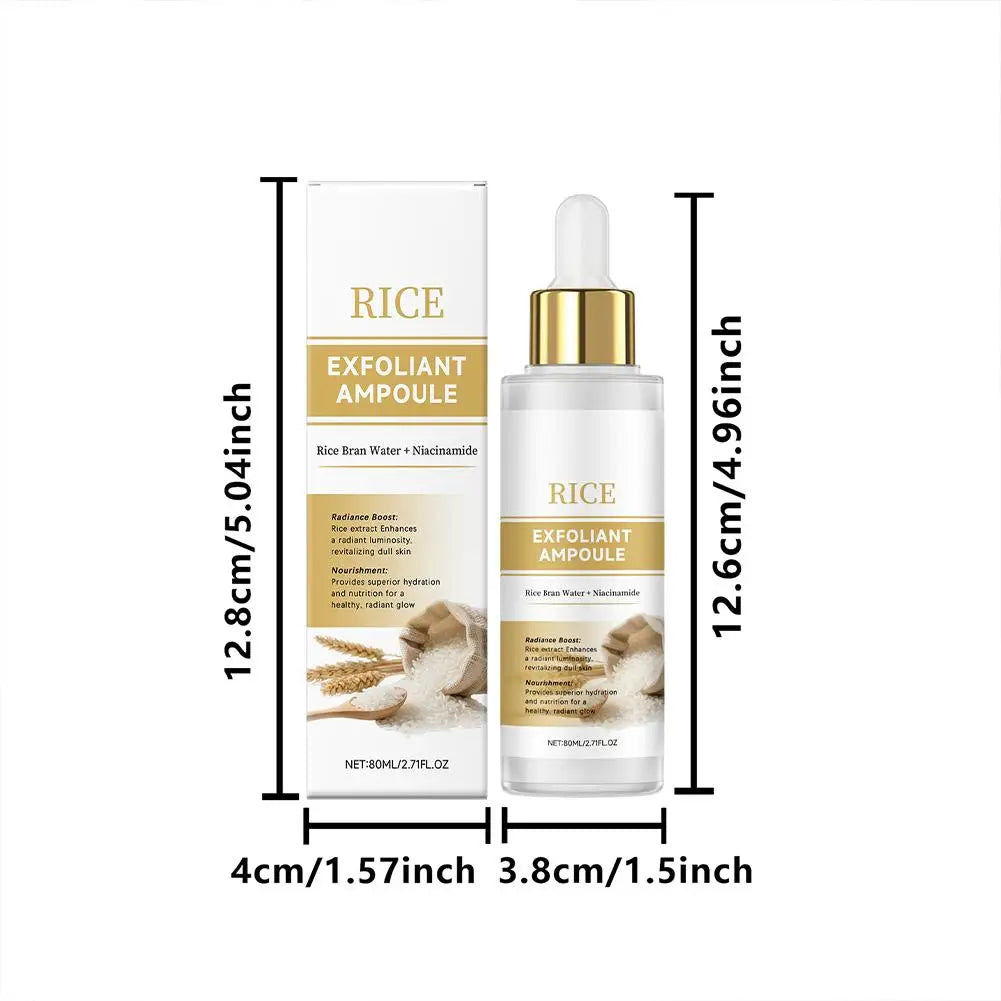 Black & White Rice Exfoliant Ampoule, White & Black Rice Exfoliating Essence Serum with Hyaluronic Acid, Deep Hydration Skincare