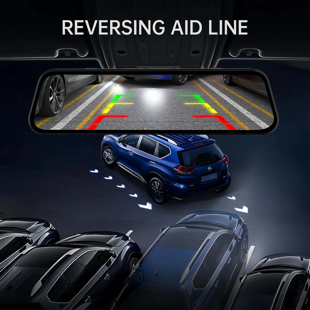 9.66" UHD 4K 2160P Car Dvr Mirror Dash Cam Dual Lens Dashcam IPS Screen Camera Drive Recorder Stream RearView Mirror 32G Card