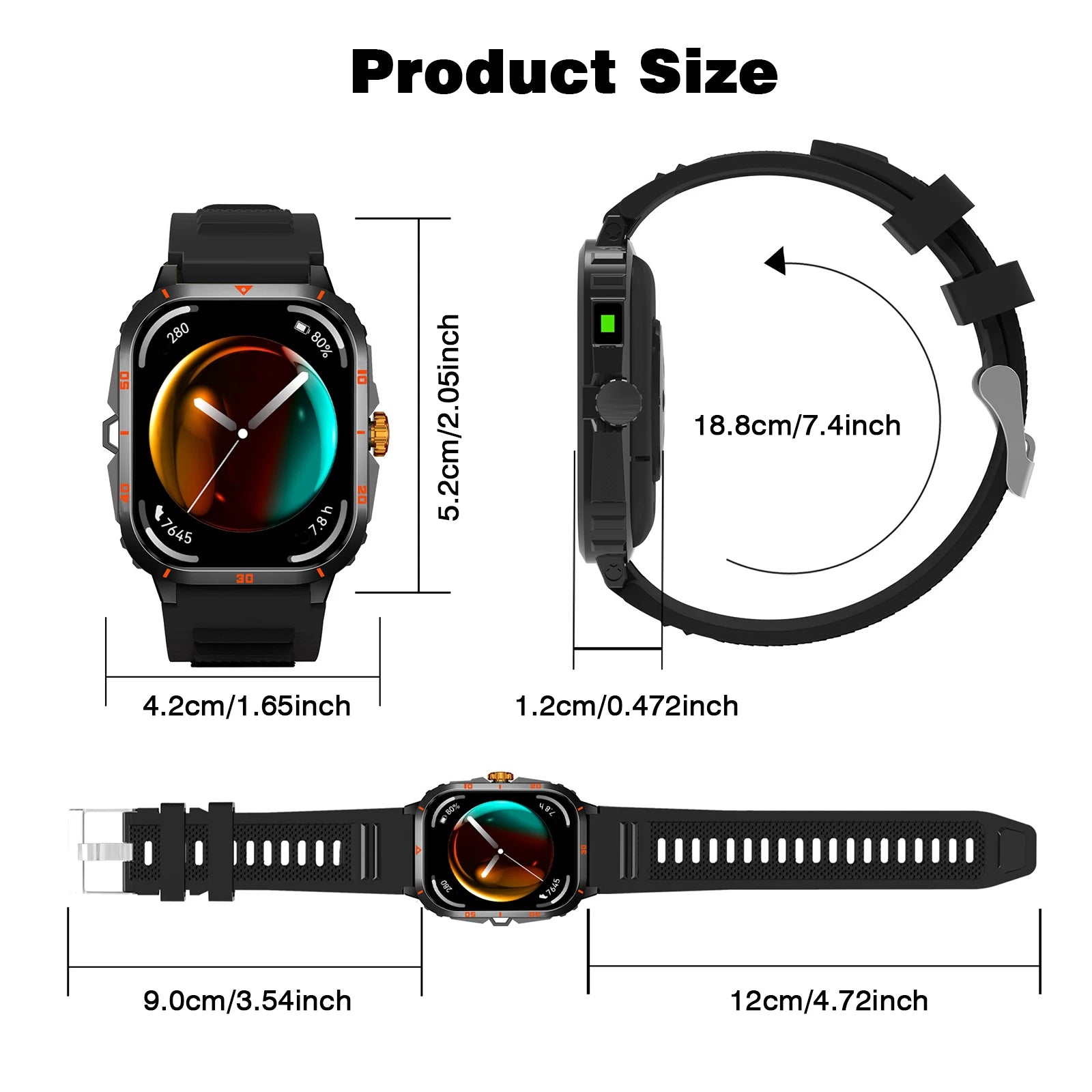Smart Watch with LED Men Women Camera Take Photos Record Video Health Monitor Sports Fitness BT Call Smartwatch