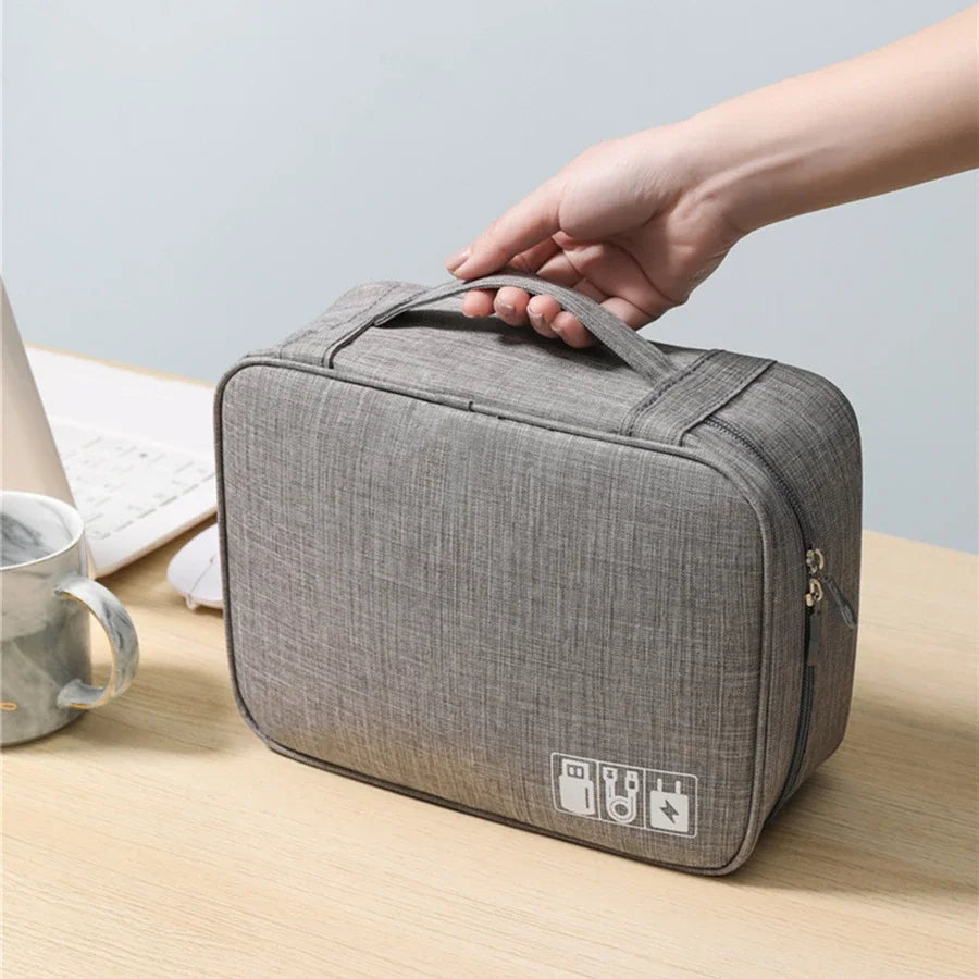 Waterproof Cable Organizer Pouch – Travel Tech Bag for Chargers, USB Cables & Adapters
