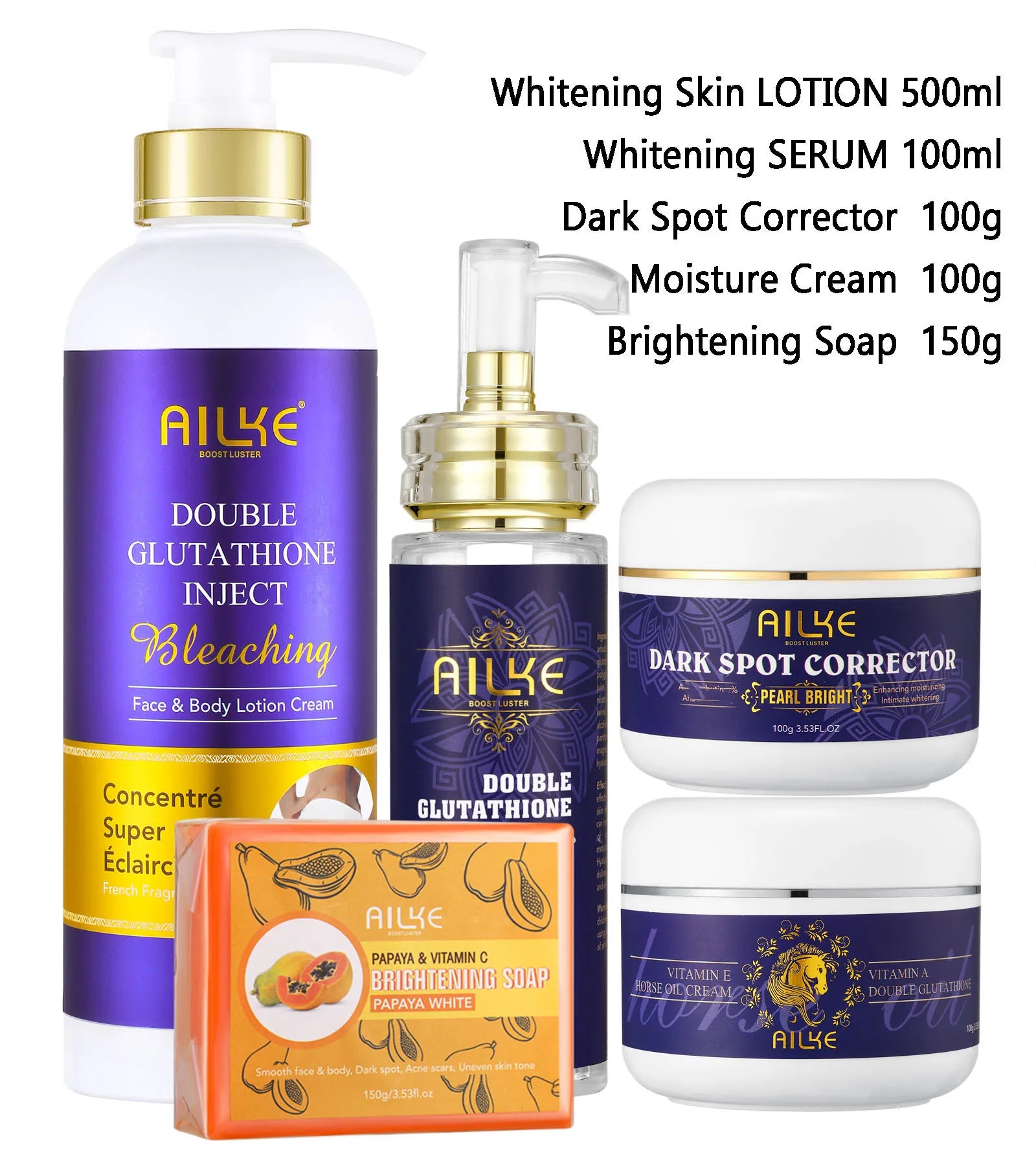 Double Glutathione Whitening Range, Improve Uneven Skin Tone, Moisturizing, Reduce Melanin, Freckles, Hyperpigmentation