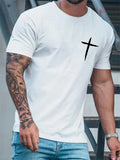 2026New Simple Fashion Cross Pattern TShirts for Men Trend Crew Neck 3D Printed Short Sleeve T-shirts Loose Streetwear Tees Tops
