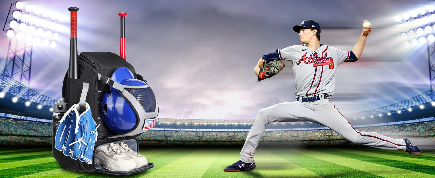 Baseball Equipment Bag Baseball Backpack with Shoe Compartment Softball Bat Bag for Youth Large Capacity Sport Baseball Backpack